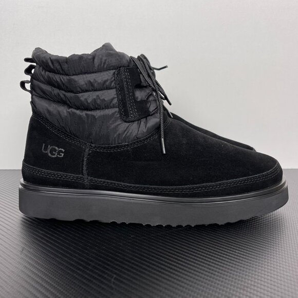 Unisex UGG Black Thick-Soled Lace-Up Snow Boots - Picture 1 of 7